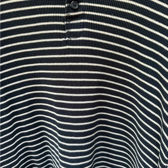 Mens Merona Blue & White Striped Long Sleeve Henley - Picture 2 of 4
